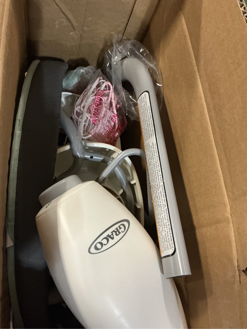 Condition photo showing As Is for graco soothe ’n sway lx portable baby swing and baby bouncer bouncer, multi direction seat, 2 speed vibration, derby