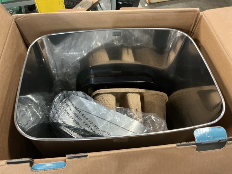 Condition photo showing Good Condition for ninestars 13 gallon odor neutralizing smart trash can, uv + ozone dual purification, odor control motion sensor garbage bin, universal power adapter, ont-50-81sl stainless steel, silver, nova series large