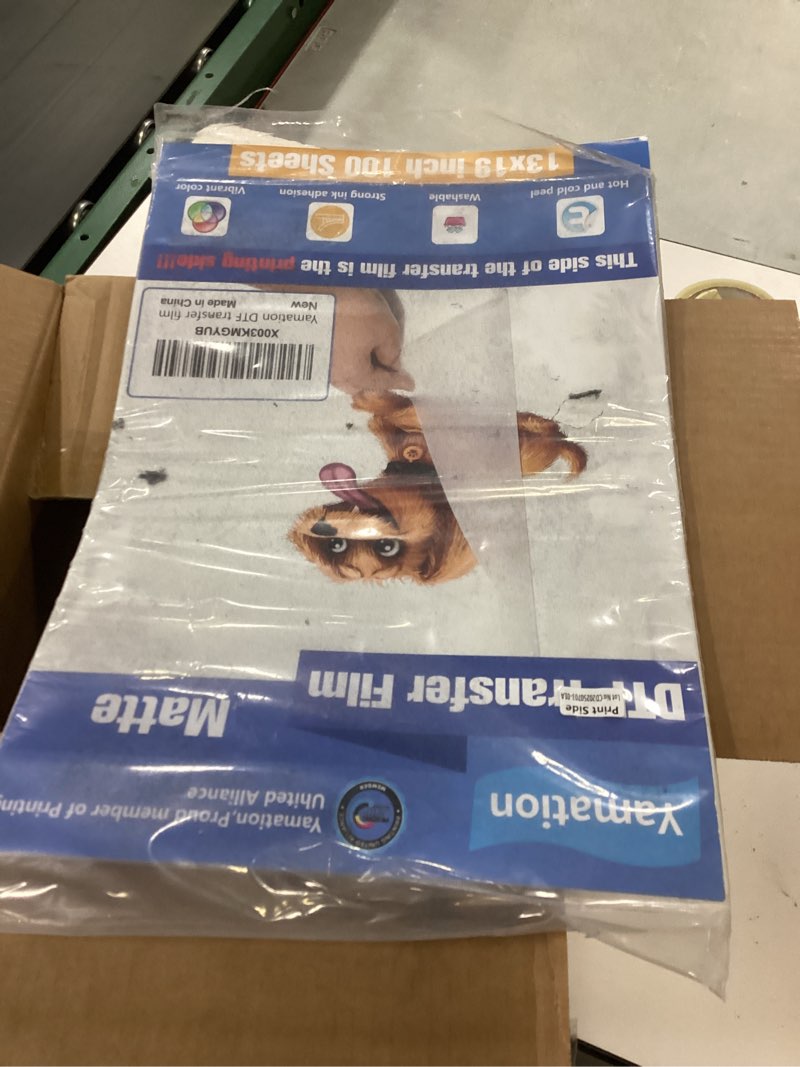 Condition photo showing Good Condition for Yamation DTF Transfer Film: 13x19 Inch 100 Sheets Premium Double-Sided Matte Finish PET Transfer Paper Direct to Film Transfer Paper for T-Shirt 13×19inch 100sheets