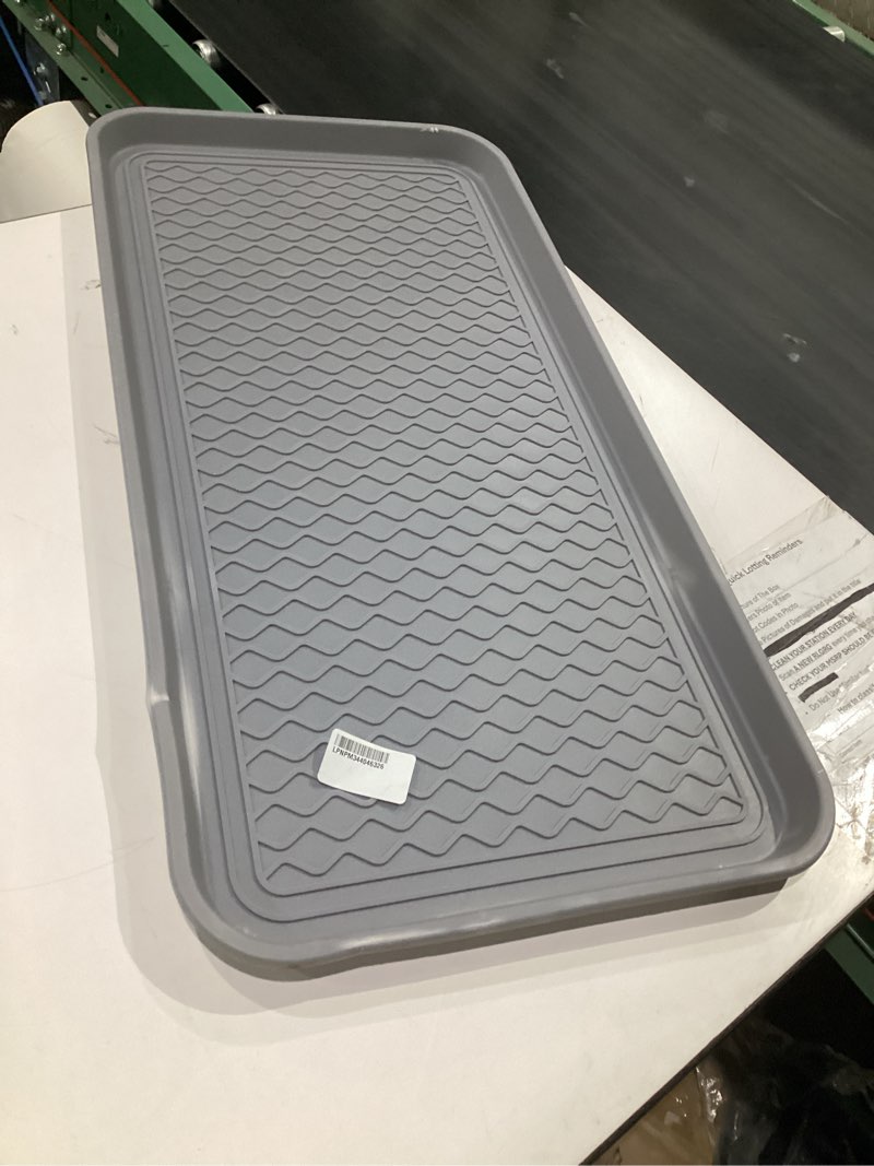 Condition photo showing Good Condition for mr. peanut's anti-slip multi-purpose boot tray & pet feeding mat for boots, shoes, paint, dog bowls, cat litter box, gardening. floor protection with anti-slip pads, 30" x 15" x 1.2" (platinum gray)