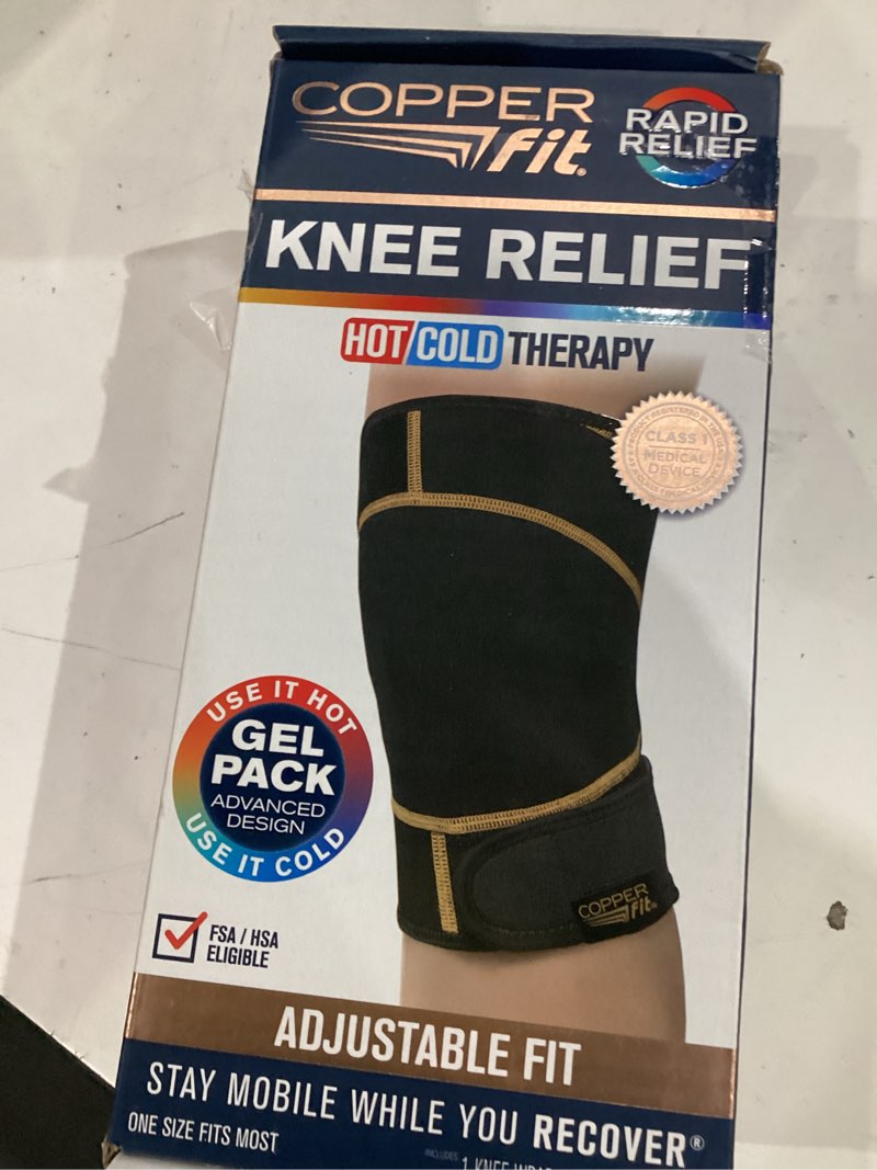 Condition photo showing Good Condition for copper fit unisex adult rapid relief knee wrap with hold/cold therapy abdominal support, black, adjustable