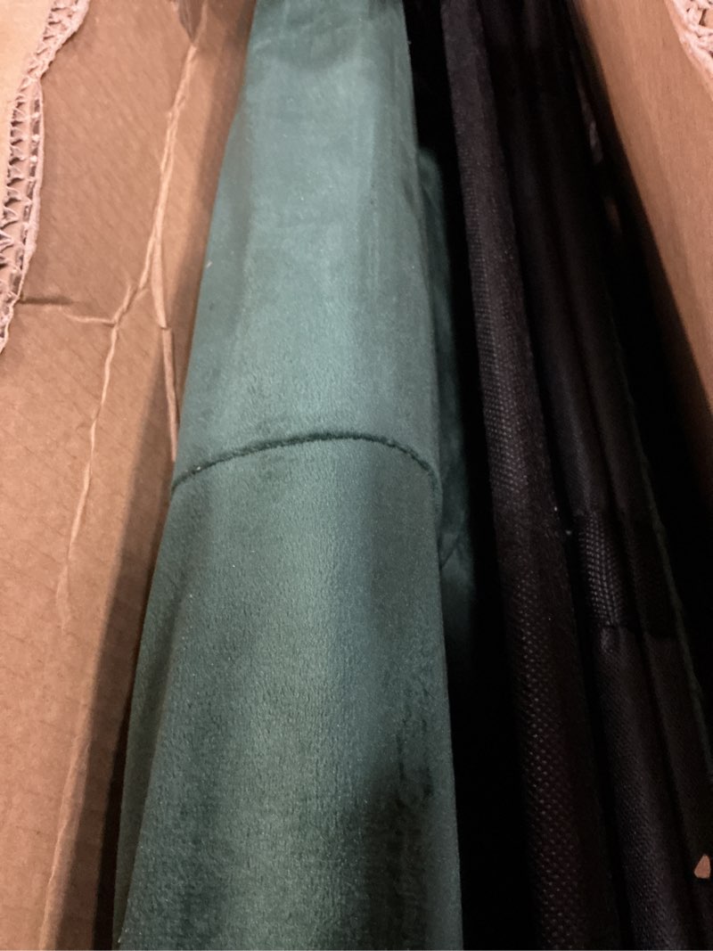 Condition photo showing Good Condition for litzfur storage ottoman bench, 43 inch foldable ottoman with legs, velvet foot rest stool, end of bed bench, storage chest for living room, bedroom, green
