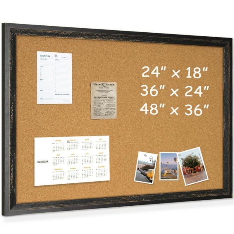 Similar to Cork Board Black Poster Board Bulletin Board for Wall, 36\" x 24\" Wall Mounted Vision Board Decorative Brown Foam Board Project Board Cartulina with 10 Push Pins for Home & Office, Black Framed