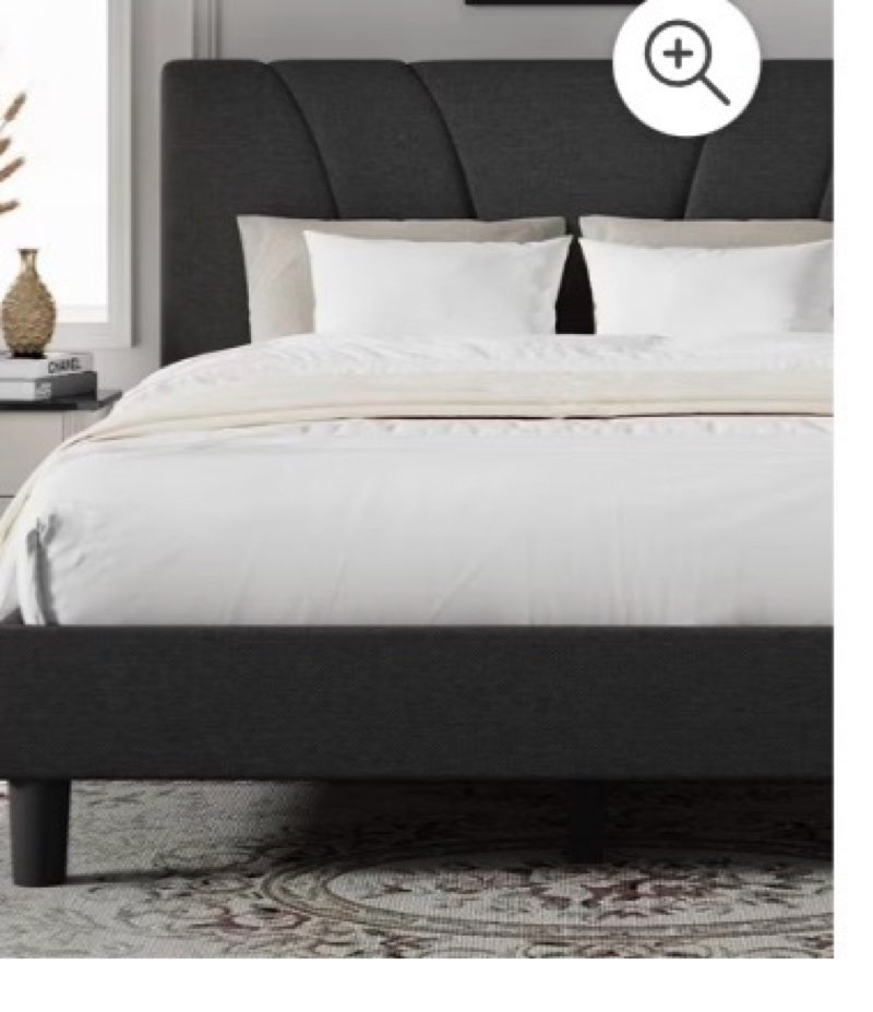 Novilla Full Bed Frame Upholstered Platform Full Size Bed Frame with Adjustable Headboard, Strong Weight Capacity, No Box Spring Needed, Easy Assembly, Black