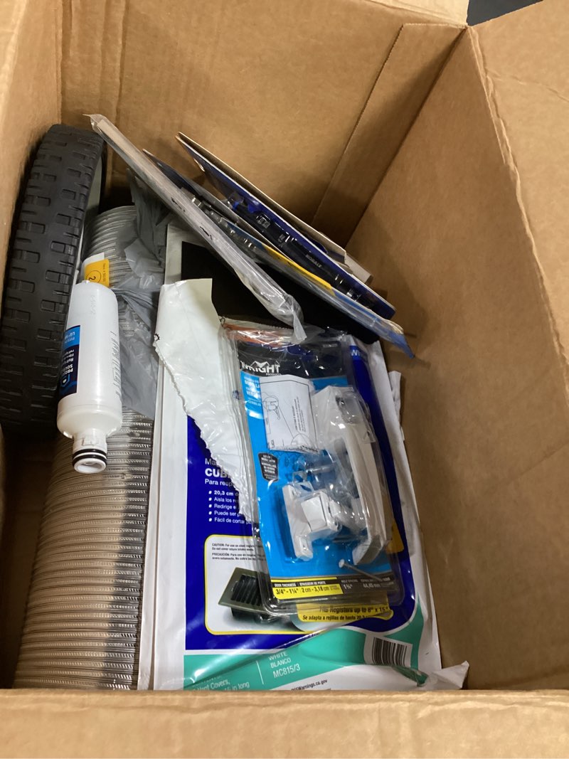 Condition photo showing As Is for assorted small tolls,screws,latches,and home repair accessories 