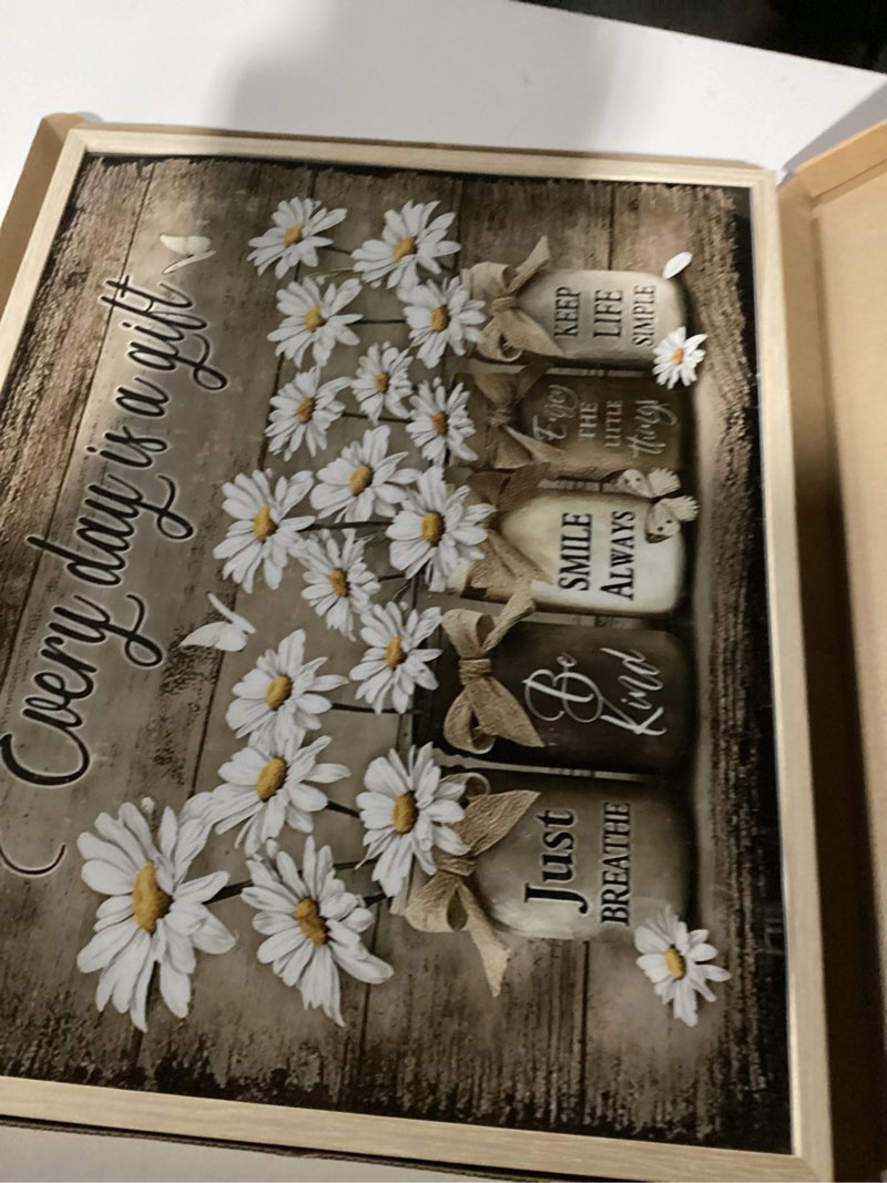 Condition photo showing Good Condition for CHMMART 3 Piece Boho Wildflower Framed Wall Art Floral Botanical Canvas Art Prints Flower Pictures Wall Decor Minimalist Painting Artwork for Living Room Bedroom Bathroom 12x16in Flower-1 OAK Framed 12x16in