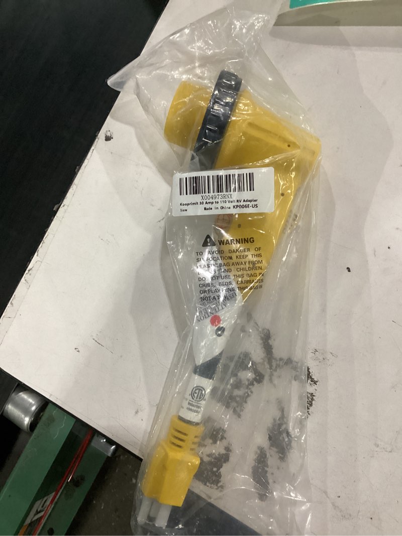 Condition photo showing Good Condition for rv 30 amp to 110 adapter with locking connector, 30 amp to 15 amp rv adapter, nema 5-15p to nema l5-30r electrical power adapter with upgraded grip handle, etl listed, 3-year warranty