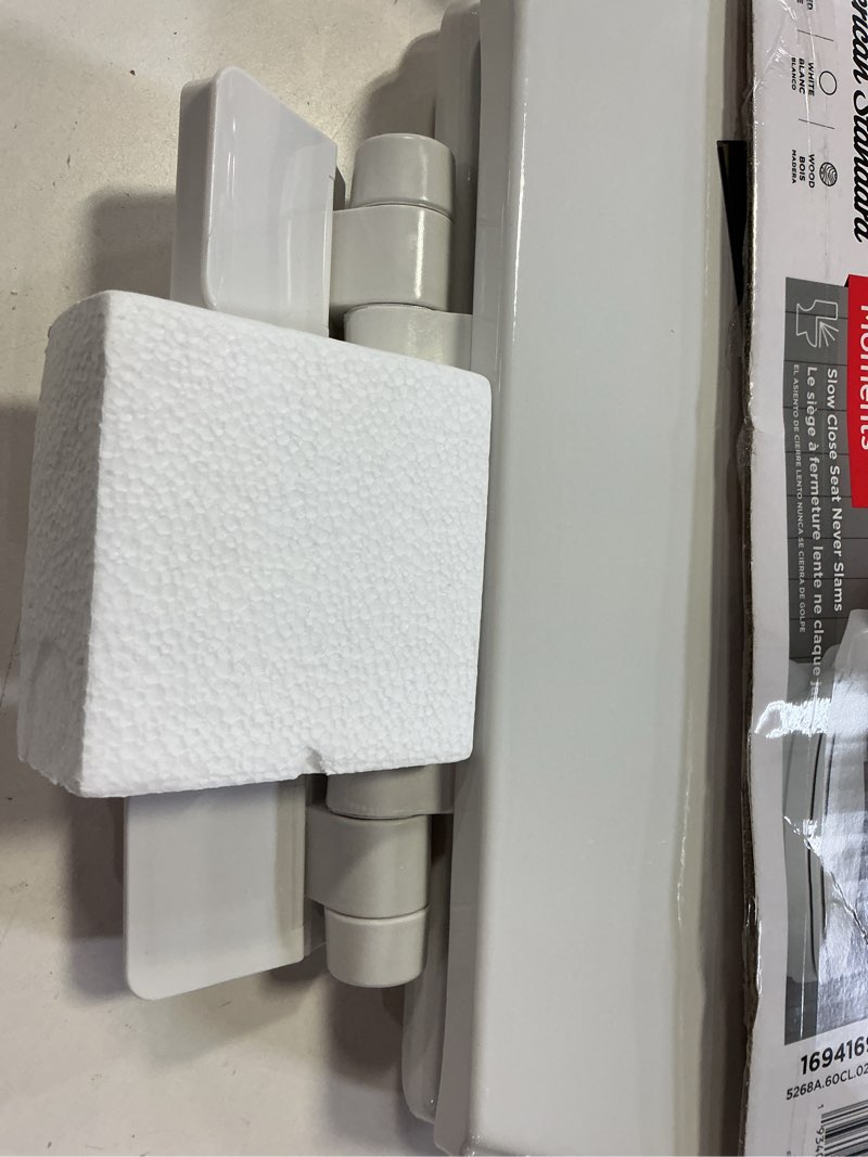 american standard moments wood white elongated soft close toilet seat