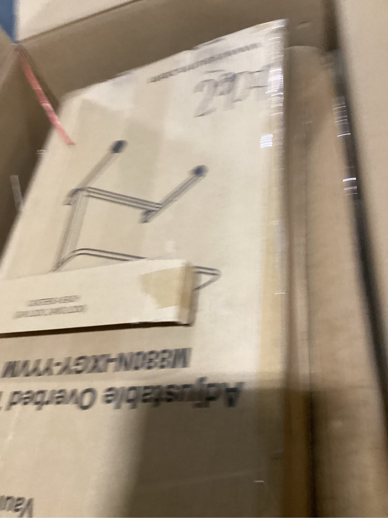 Condition photo showing As Is for Vaunn Medical Adjustable Overbed Bedside Table With Wheels (Hospital and Home Use) Walnut Brown