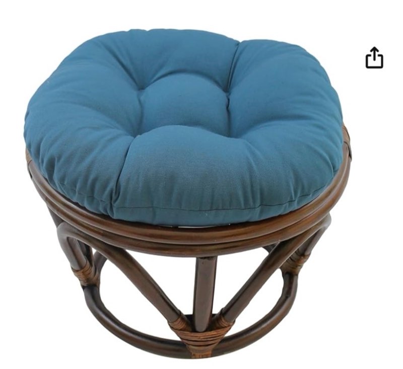 blazing needles solid twill round footstool cushion, 18", indigo