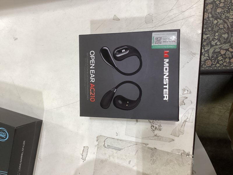 Condition photo showing New/Like New for monster open ear ac210 headphones, bluetooth 5.4 earphones stereo sound, wireless headphones 30 hours playback, type-c charging, ipx5 waterproof open ear earbuds,black e29bk