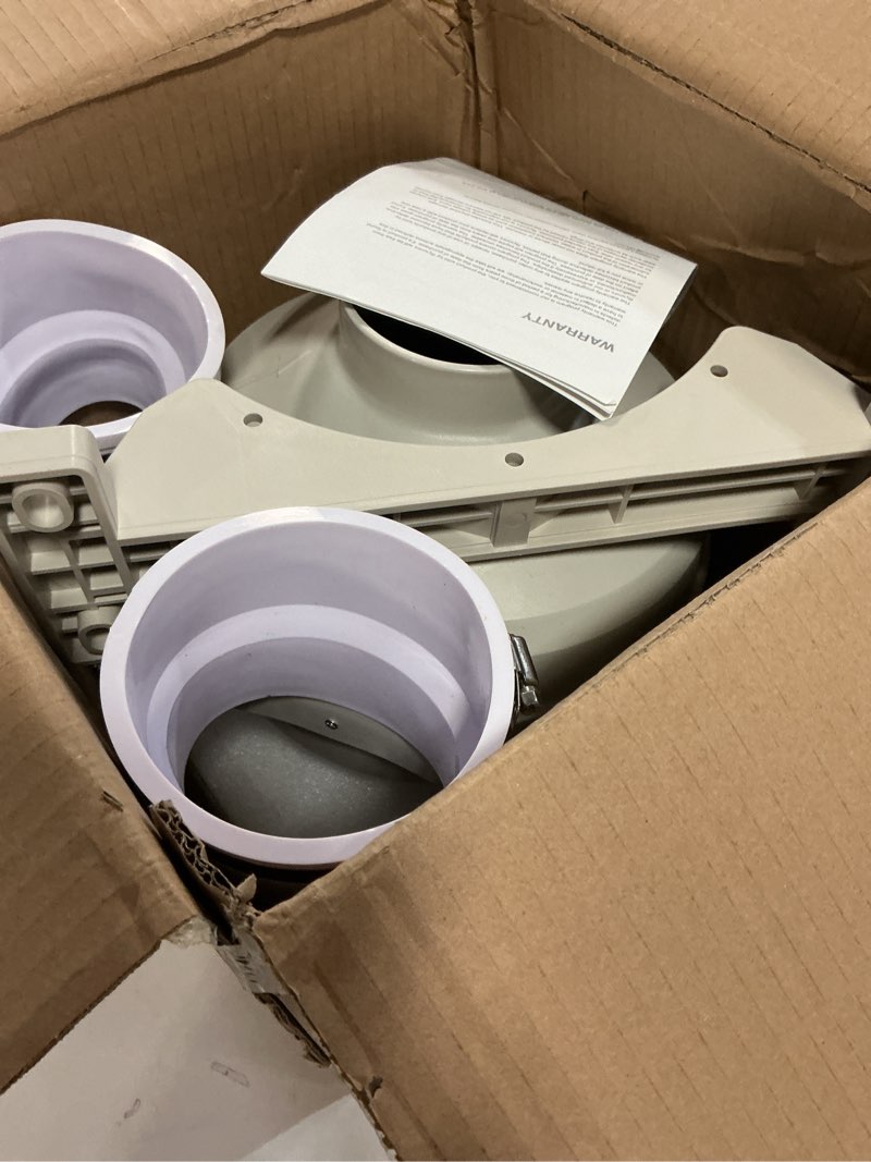 Condition photo showing Good Condition for 4 to 3 inch Radon Mitigation Fan System Kit - Ultra Quiet Inline Centrifugal Duct Fan Exhaust Fan with Rubber Couplers and Air Pressure Indicator