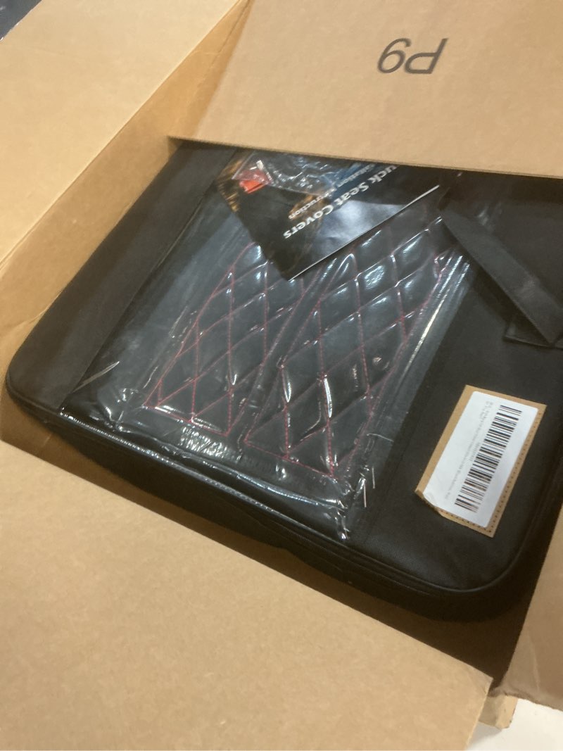 Condition photo showing Good Condition for Car Seat Cover Custom Fit for Dodge Ram 1500 2500 3500 2002-2026 Faux Leather Seat Cover Set Compatible with Crew Quad Regular Cab Pickup Truck Cushions (Black Redline, Full Set, Flat Rear)