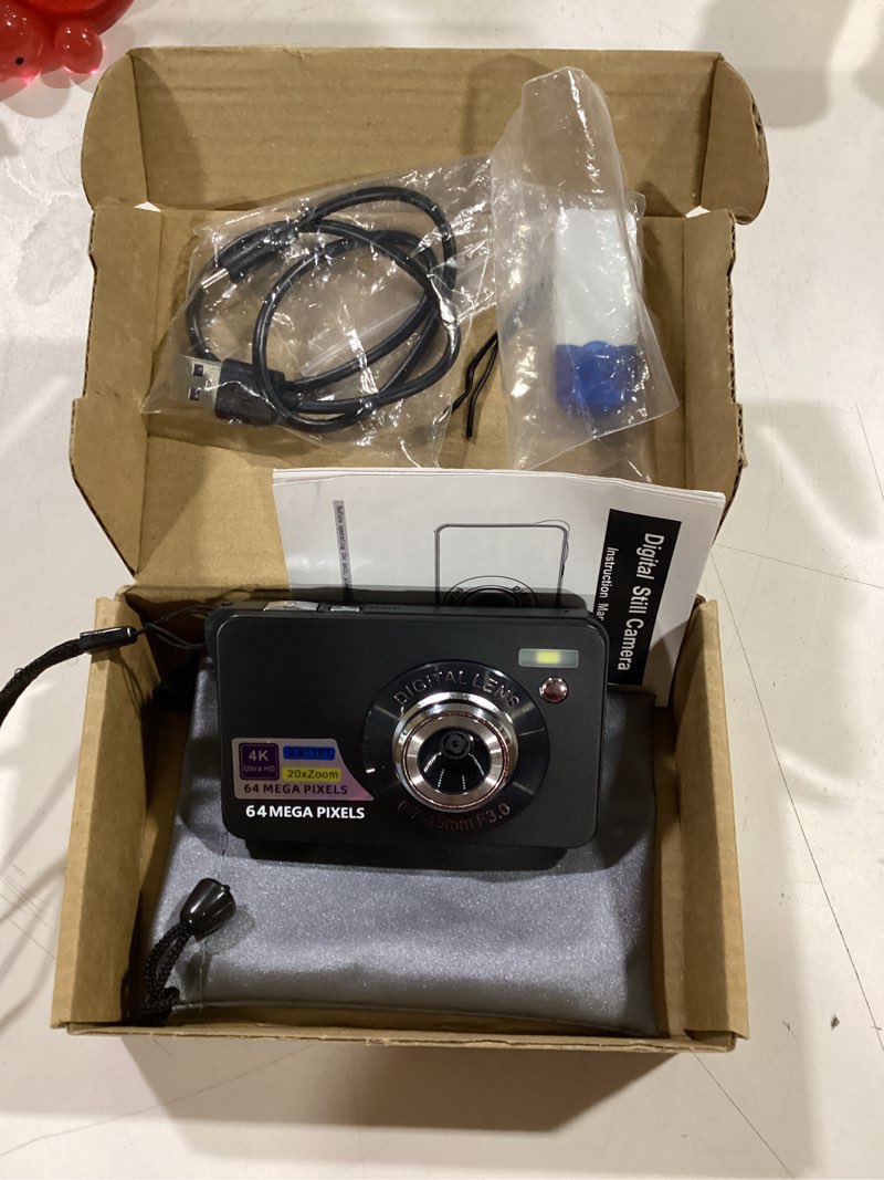 Condition photo showing Good Condition for Digital Camera, 56MP 4K Video 20x Zoom, 2.7 inch LCD Screen, USB Cable, Compact, 128GB Storage, Black with for Travelling and Photography Enthusiasts (Black)