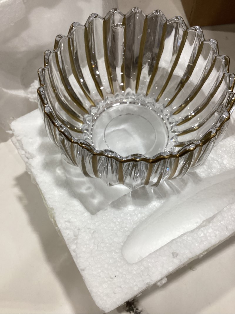 Condition photo showing Good Condition for MAGCOLOR Hand painted Gold Round Crystal Glass Fruit Bowl