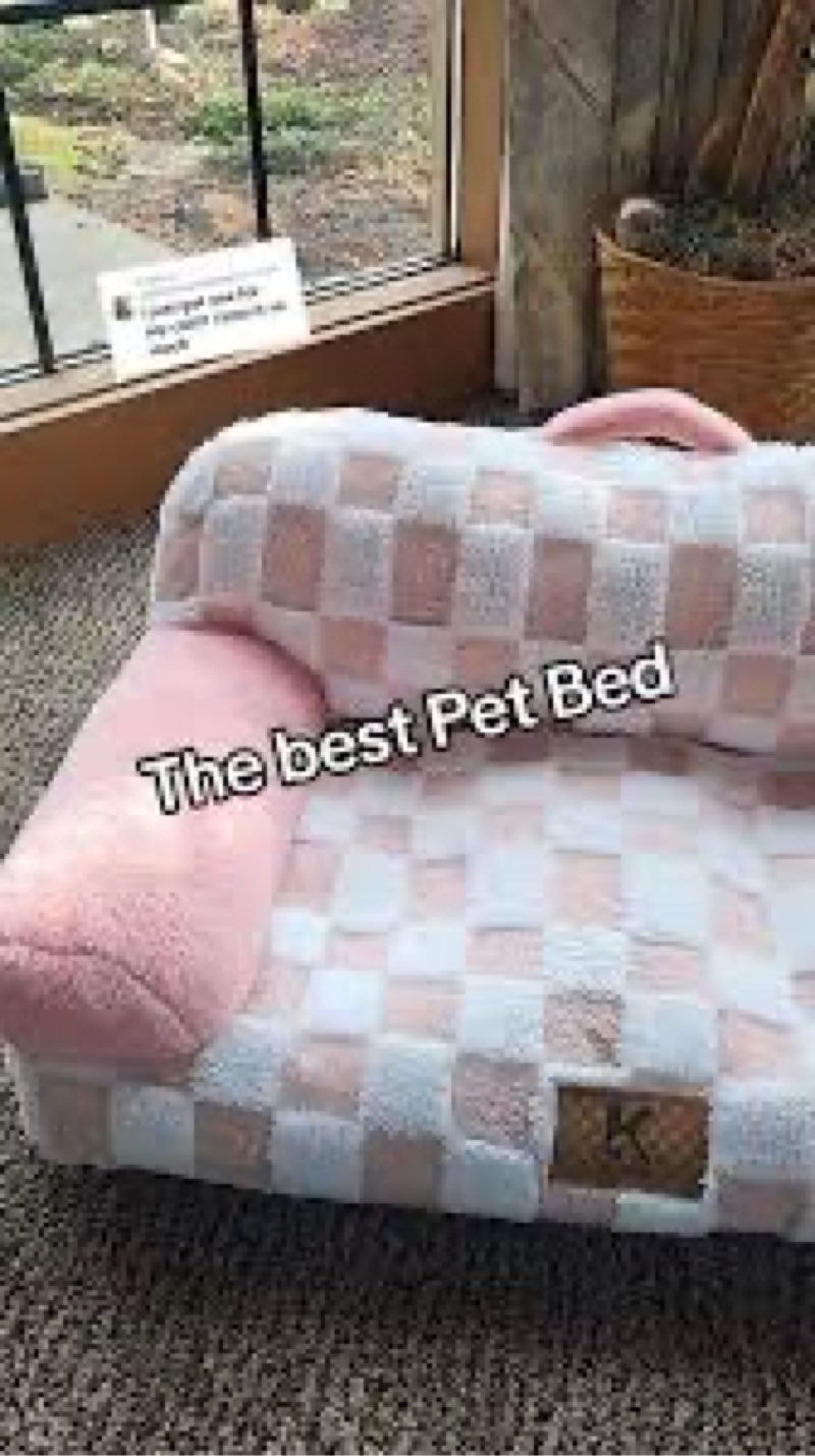 made4pets cat beds for indoor cats washable medium dog bed for small/medium cat/dog with non-slip bottom pet couch sofa fluffy 32×24×10 inch up to 25lbs-pink