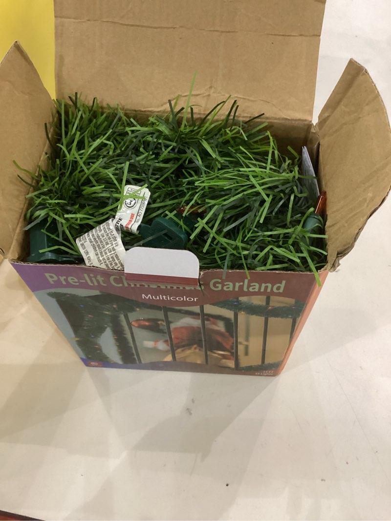 Condition photo showing Good Condition for Biswing 15 FT Pre-lit Christmas Green Garland, Lighted Artificial Pine Garlands with 35 Count Multicolor Lights, Connectable & Light Up for Indoor Outdoor Gate Home Winter Holiday New Year Decor Multi Color 15 FT