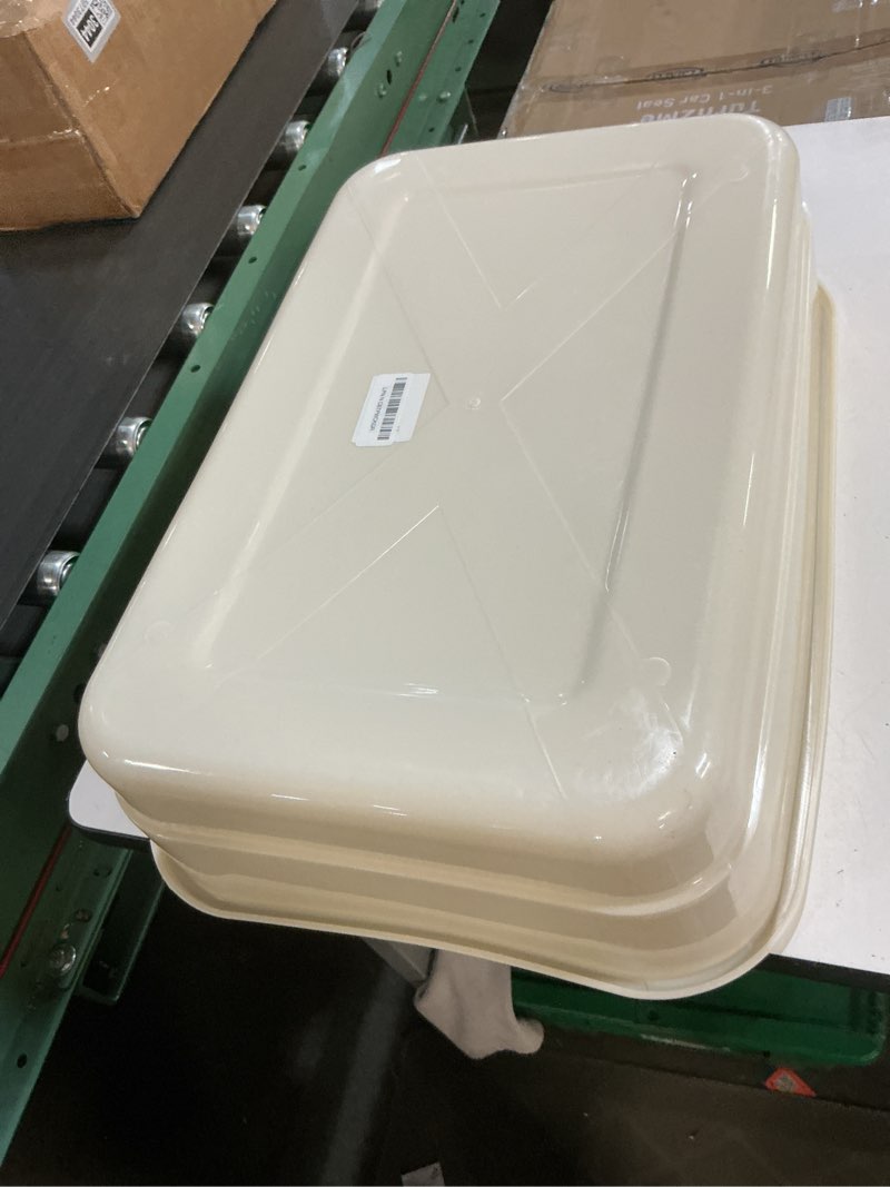 Condition photo showing As Is for extea large cat litter box with high sides,cat boxes for indoor cats,cat litter pan for kitty,litter box with low entry,easy to clean,anti-splashing,23.6" x15.7" x6.2" (white) long sided entry-white