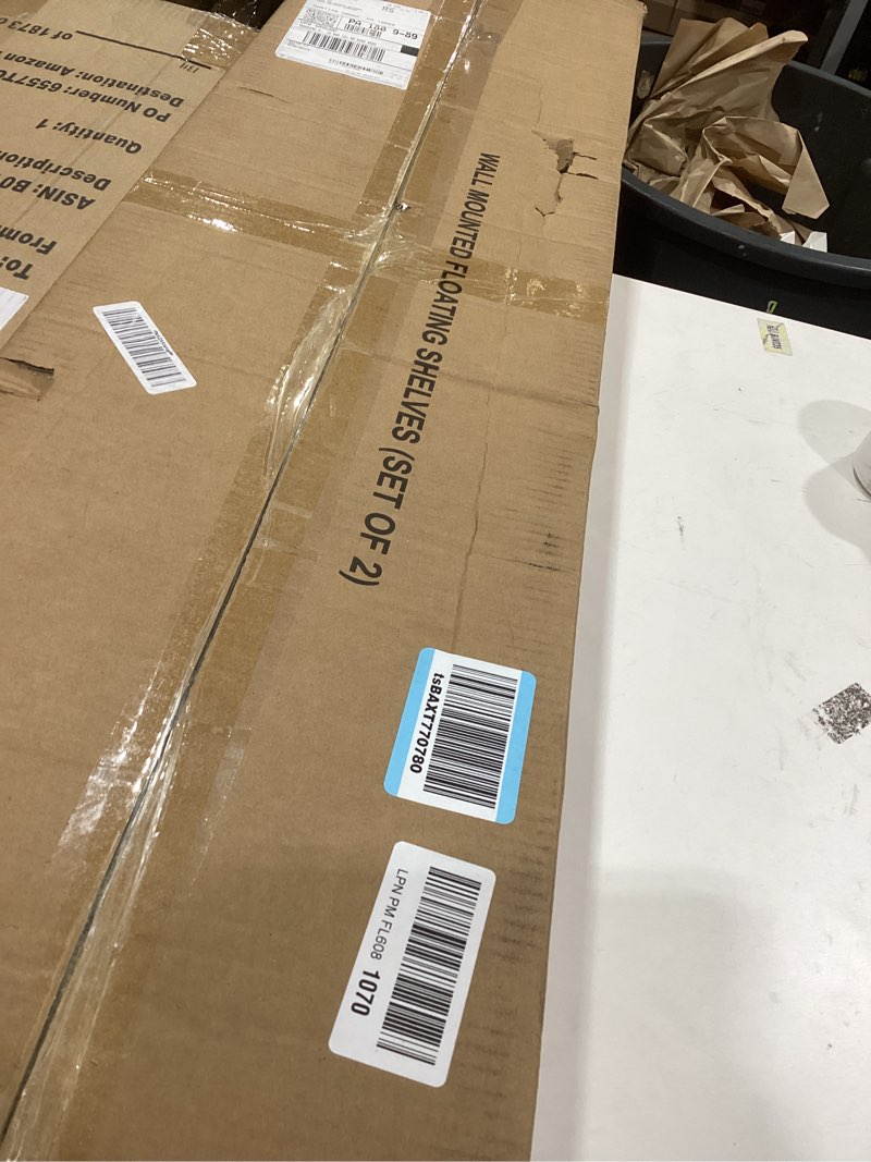 Condition photo showing Good Condition for BAYKA Floating Shelves, 48 inches Long Heavy Duty Wall Mounted Rustic Wood Shelves for Bathroom, Bedroom, Living Room, Kitchen, Office, Hanging Shelf for Books/Storage/Decor(White,Set of 2) C. White - Modern Minimalist Style 48inches