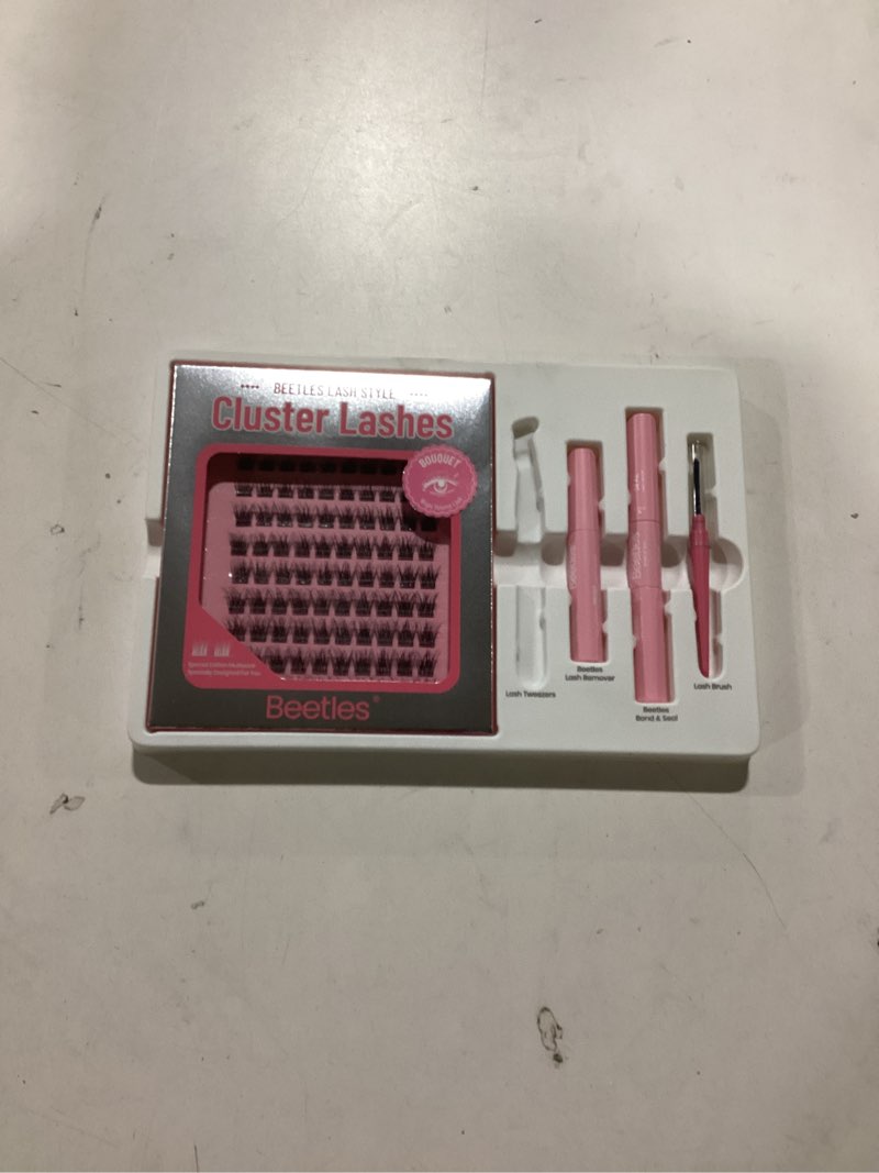 Condition photo showing Good Condition for Beetles Lash Clusters Kit Dramatic Fluffy Lash Extension Kit 100 Pcs CC Curl 9-16mm False Eyelash Extension Set with 2-in-1 Bond and Seal Remover Brush Tweezers Eyelash Clusters Tempt KVT082 0-Tempt