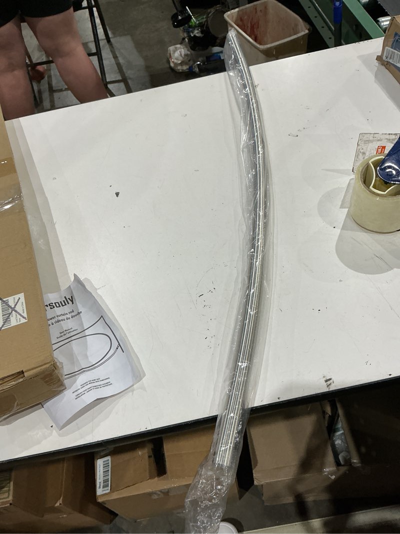 Condition photo showing Good Condition for adjustable 30-45 inches curved shower curtain rod, premium stainless steel rustproof shower rod for bathroom, need to drill, silver