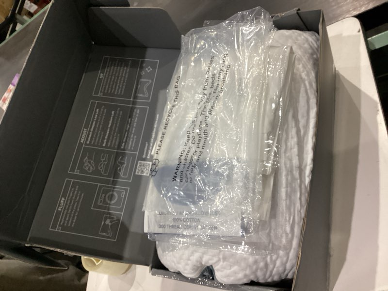 Condition photo showing As Is for eli & elm | best ergonomic side sleeper pillow for neck pain. supportive cooling latex fill with luxury breathable cover. u-shape contoured design. queen size bed pillow. (pillow & pillow case) pillow & pillow case latex