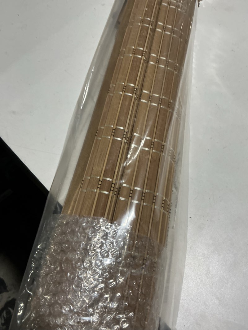 Condition photo showing Good Condition for lazblinds no tools no drill cordless bamboo roman shades, light filtering window treatment, roll up bamboo blinds for windows 41'' w x 48'' h, brown light filtering-brown206 41" w x 48" h