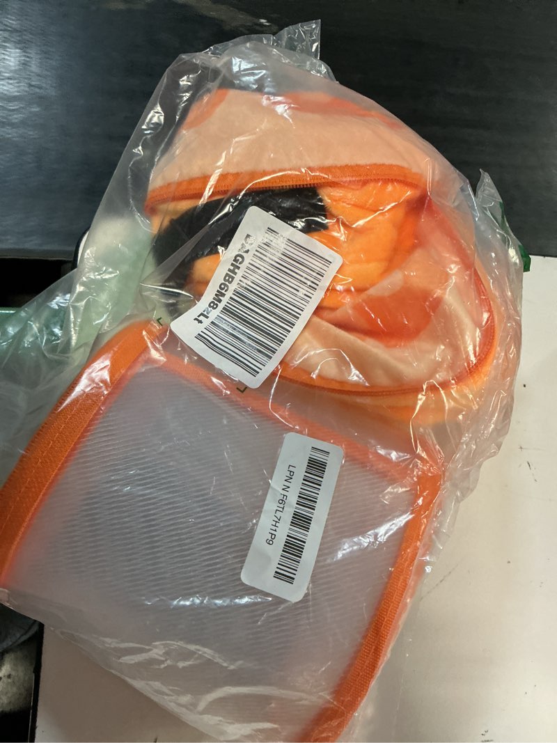 Condition photo showing As Is for inflatable dog cone collar for large medium small dogs, soft dog donut collar adjustable recovery cone for pets after surgery, extra enhanced anti-licking guard shield for pets (large, orange) large orange