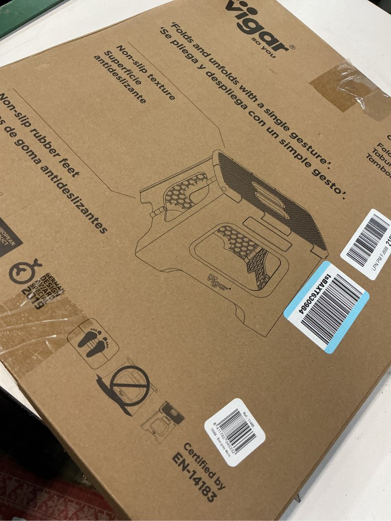 Condition photo showing Good Condition for Vigar Compact Step Stool Foldable, 16-inch Step Stools for Adults up to 330 Pound, Lightweight Stool, Non-Slip Folding Step Stool, Gray Compact Grey. 16-Inches