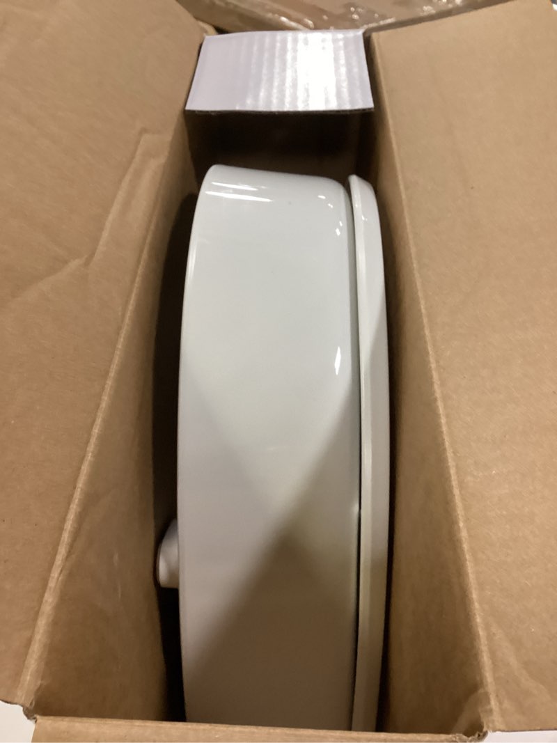 Condition photo showing As Is for KOHLER 25875-0 Hyten 3" Height, Elevated Soft Close Elongated Toilet Seat, Contoured Seat with Grip-Tight Bumpers, Quick-Attach Hardware, No Slam Toilet Seat, White White Elongated