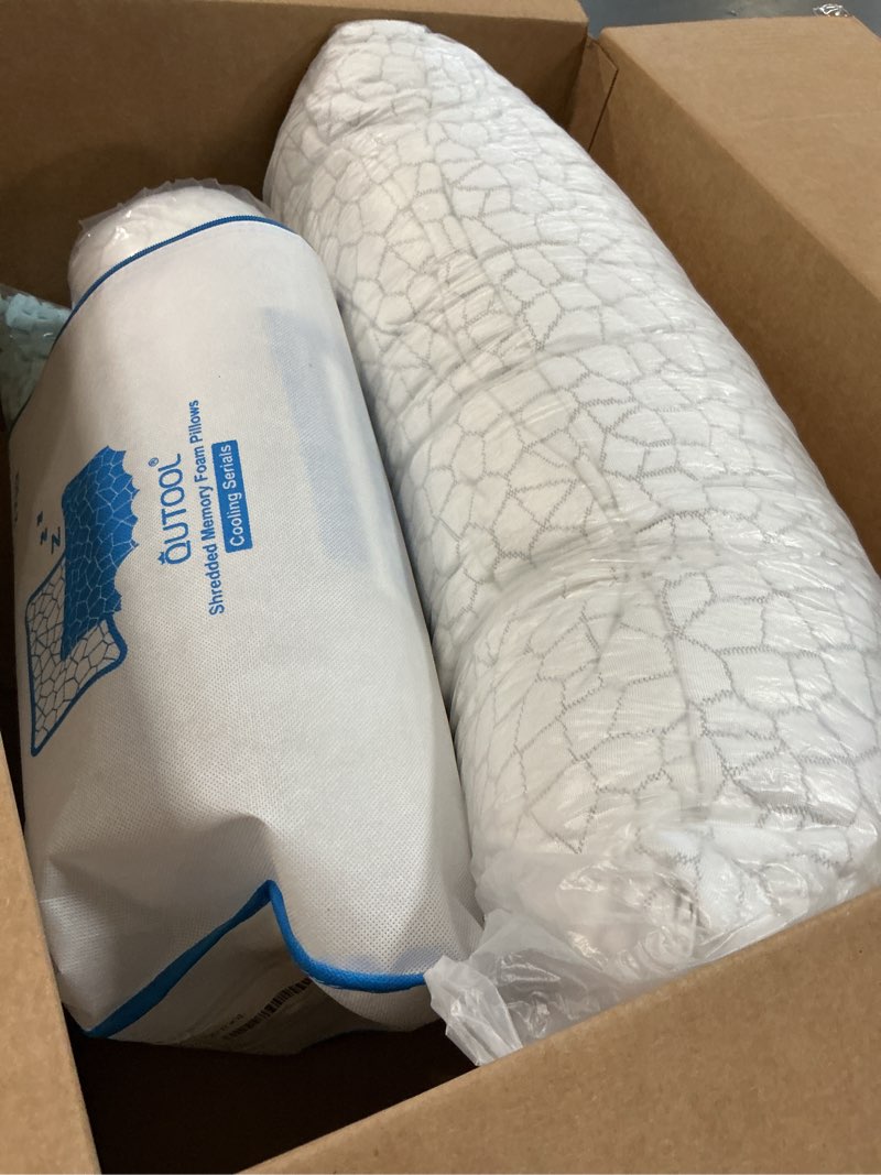 Condition photo showing Good Condition for QUTOOL Cooling Pillow for Sleeping 2 Pack, Luxury Shredded Memory Foam Bed Queen Pillows Set of 2, Cool Pillow for Hot Sleepers Adjustable Firm Pillow for Side, Back, Stomach Sleepers Soft Yet Support White-cooling Basic Queen(2 Pack)-20'*30'