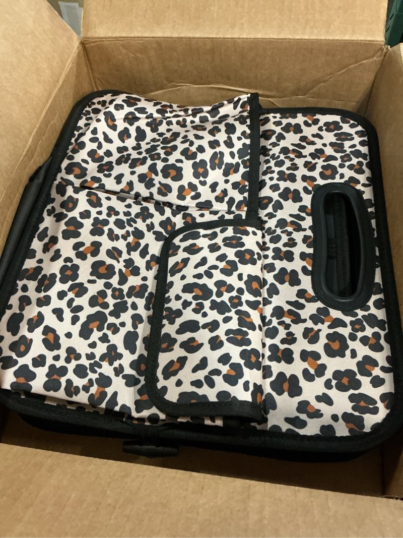 Condition photo showing Good Condition for Femuar Collapsible Trunk Organizer - 90L Large Capacity with 15 Pockets, Waterproof for SUV/Car/Jeep/Sedan, Extra Large Leopard Print