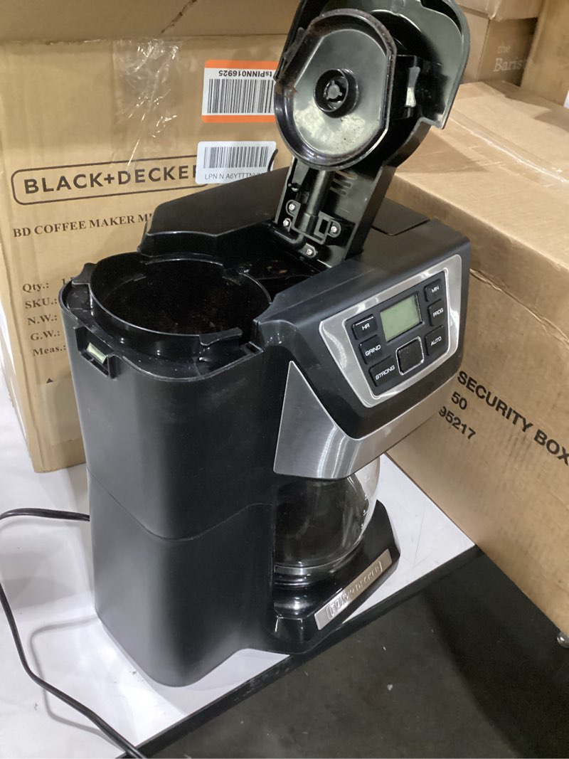 Condition photo showing Good Condition for black and decker black+decker 12-cup mill and brew coffeemaker, black, cm5000b 12-cup coffee system