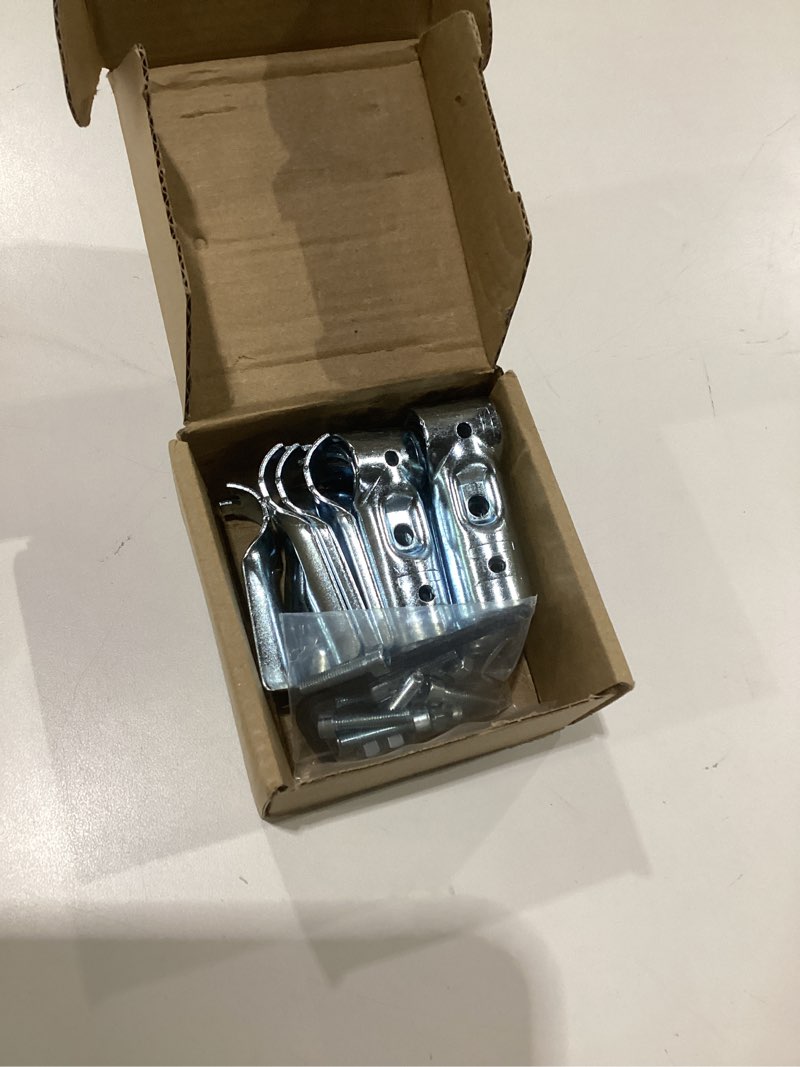 Condition photo showing As Is for 12 pcs 1/2'' t pipe clamps, heavy-duty galvanized steel connectors with bolts and nuts, chain link fence corner fitting end rail t clamp fit for od 3/4'' (20 mm) pipe or metric 1/2'' (dn 15) tube