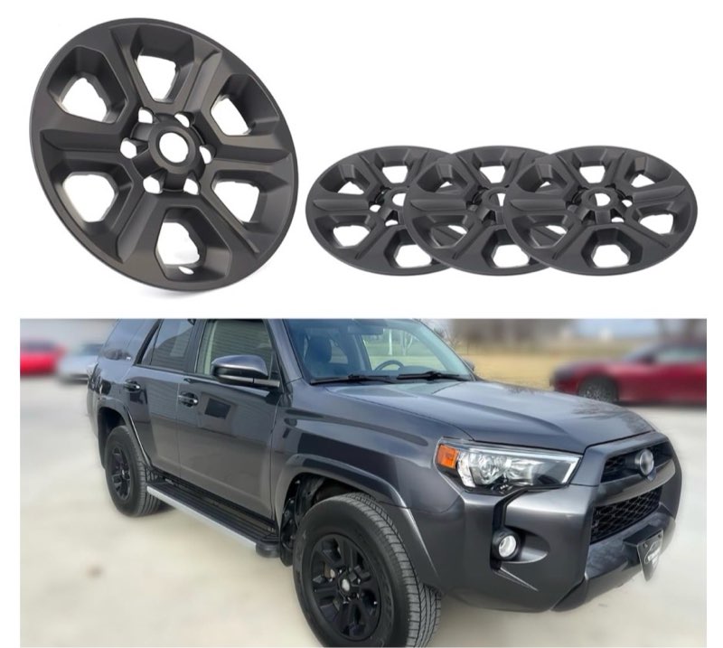 17 inch hubcap wheel skin covers compatible with 2014-2024 toyota 4runner sr5, durable abs plastic rim covers (set of 4), fit for standard wheels - snap on tire cover replacement (matte black)