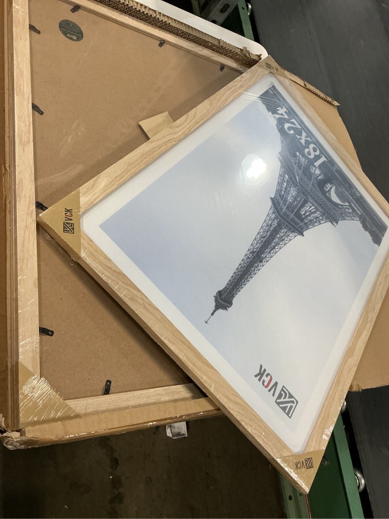 Condition photo showing New/Like New for vck 18x24 poster frame set of 3, natural solid wood picture frame with exclusive wood grain, wall hanging natural 18 x 24