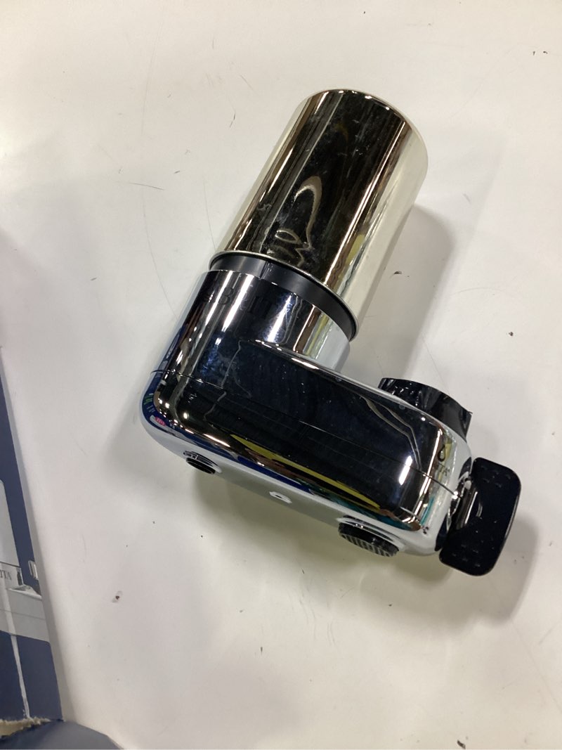 Condition photo showing As Is for brita chrome tap water faucet filtration system with 2 filters and filter change reminder