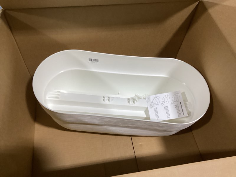 Condition photo showing Good Condition for bloomers railing planter with drainage holes – 24" weatherproof resin planter – polyethylene plastic - white white 24.3 × 10.5 × 9.5 inches