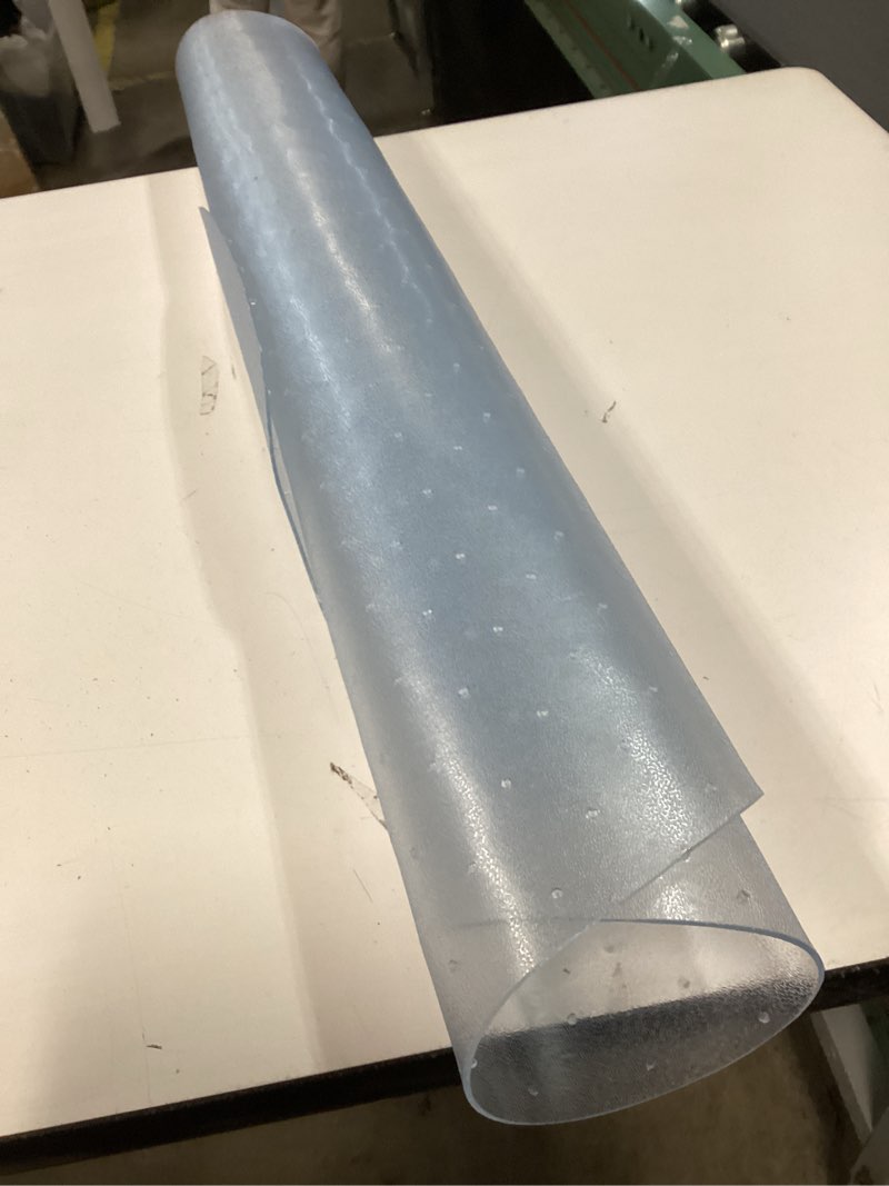 Condition photo showing As Is for (Similar)(Oval)(Unknown size)Plastic Carpet Protector 12ft Clear Carpet Runner Protector 27 Inch Wide Non-Slip Plastic Hallway Runner for Low Pile Rug Runners Protection for High Traffic Areas or Entrance Clear 2'3\" x 12' (Rectangular)