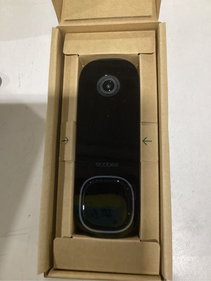 Condition photo showing As Is for ecobee smart video doorbell camera (wired) - with industry leading hd camera, smart security, night vision, person and package sensors, 2-way talk, and video & snapshot recording smart doorbell video camera