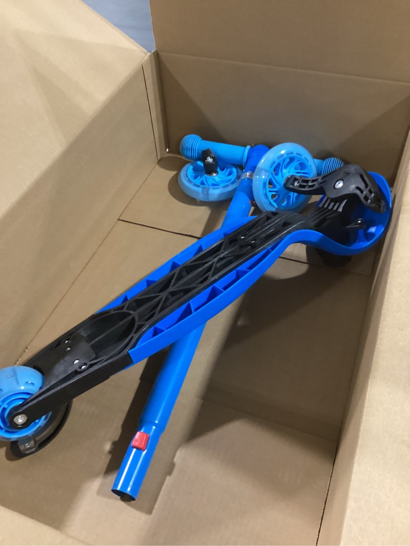 Condition photo showing As Is for Gotrax KS1 Kids Kick Scooter, LED Lighted Wheels and 3 Adjustable Height Handlebars, Lean-to-Steer & Widen Anti-Slip Deck, 3 Wheel Scooter for Boys & Girls Ages 2-8 and up to 110 Lbs Blue