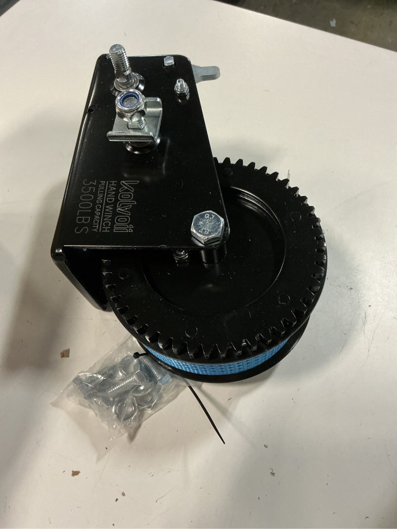 Condition photo showing Good Condition for kolvoii 3500 lbs boat trailer winch with strap, heavy duty hand winch, 2-way ratchet 4:1/8:1 gear ratio for boat, trailer, marine and jet ski, 33ft strap, blue 3500 lbs blue