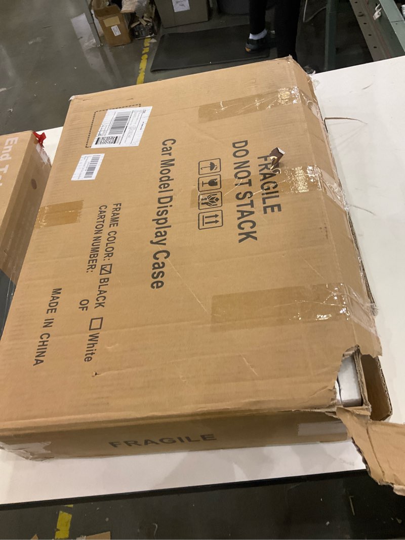 Condition photo showing As Is for 1/64 Diecast Toy Car Display Case Model Car Organizer Storage Cabinet Wall Mount with Acrylic Glass Door & Removable Black Shelf - Holds Up to 42 Cars, Black Large Black with Black Shelf