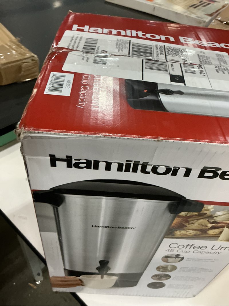 Condition photo showing As Is for Hamilton Beach 45 Cup Coffee Urn and Hot Beverage Dispenser, Silver Single-Spout