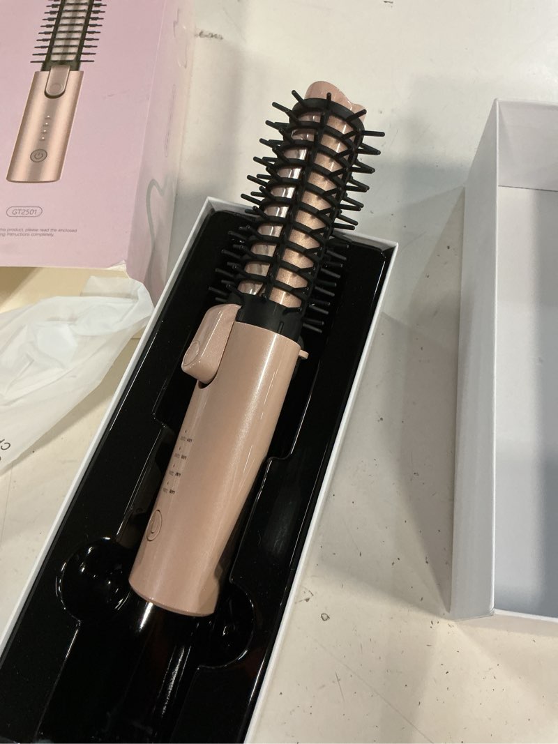 Condition photo showing As Is for youbella cordless hair curling iron brush, portable travel hair curler, mini 1.5? heated round brush, 3-in-1 usb rechargeable straightening wand for styling & smoothing, 200 million ionic care, pink