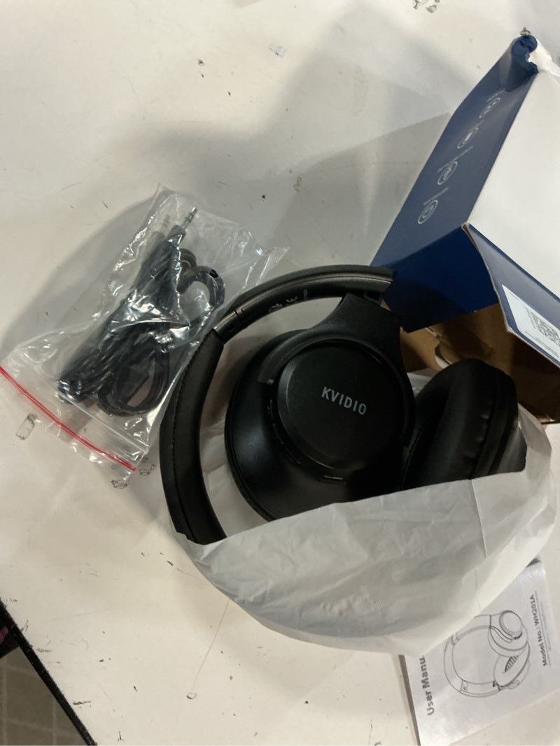 Condition photo showing Good Condition for kvidio bluetooth headphones over ear, 65 hours playtime wireless headphones with microphone, foldable lightweight headset with deep bass, hifi stereo sound low latency for travel work cellphone