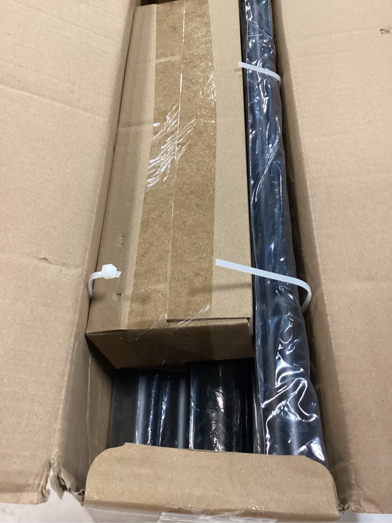 Condition photo showing New/Like New for lootkell modern black curtain rods set, 48-84 inches adjustable, heavy duty 1 inch diameter, decorative finials, 2 pack, for windows, outdoor, farmhouse, bedroom, kitchen, living room black 16"-88"|2 pack