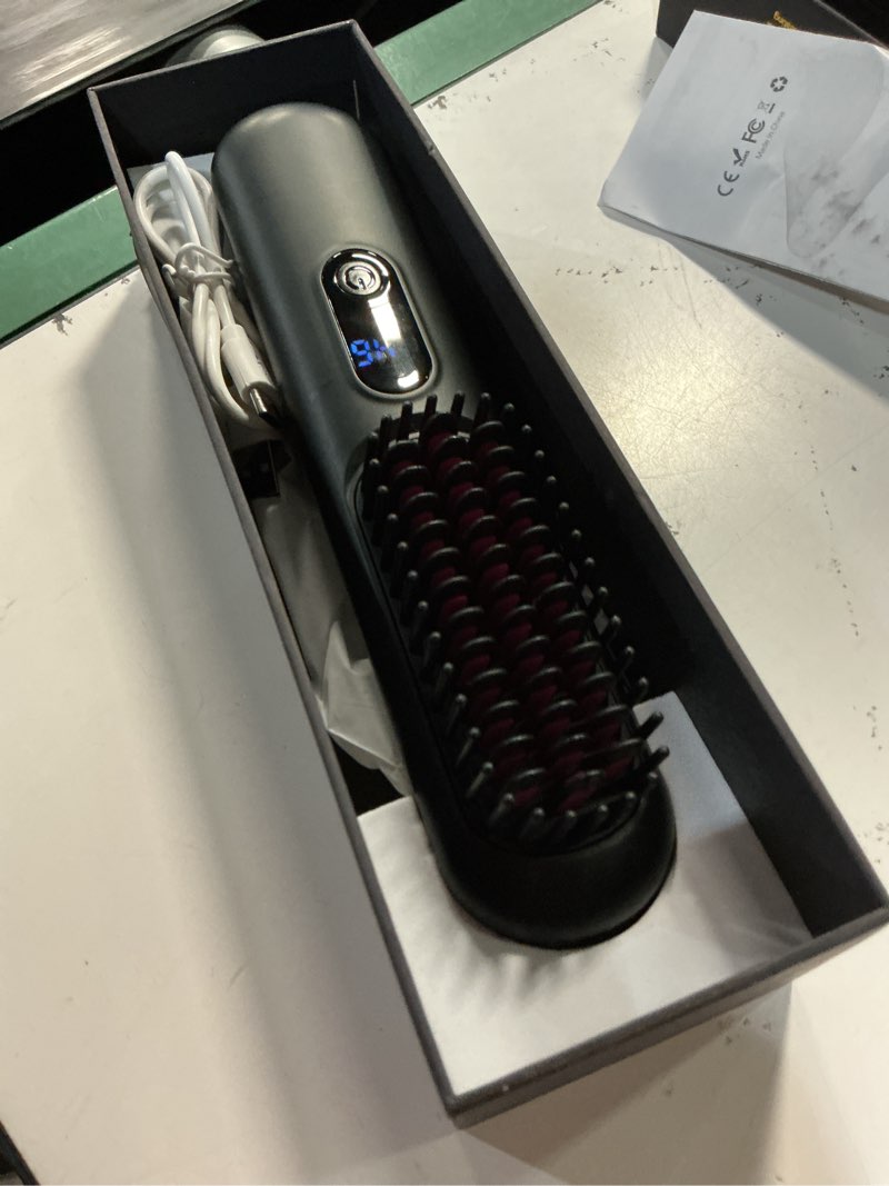 Condition photo showing Good Condition for go brush pro 2026, cordless hair straightener brush, mini hair straightener with 4 temperature settings, portable hair straightener brush with mch heating and ionic & ceramic care for women (black) blacklack