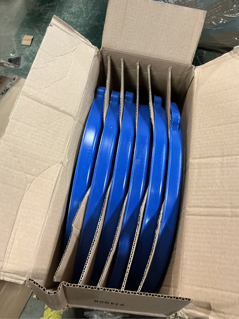 Condition photo showing As Is for Rubbermaid Commercial Products BRUTE Heavy-Duty Round Trash/Garbage Lid, 32-Gallon, Blue, Compatible with Rubbermaid BRUTE 23-Gallon Can, Pack of 6