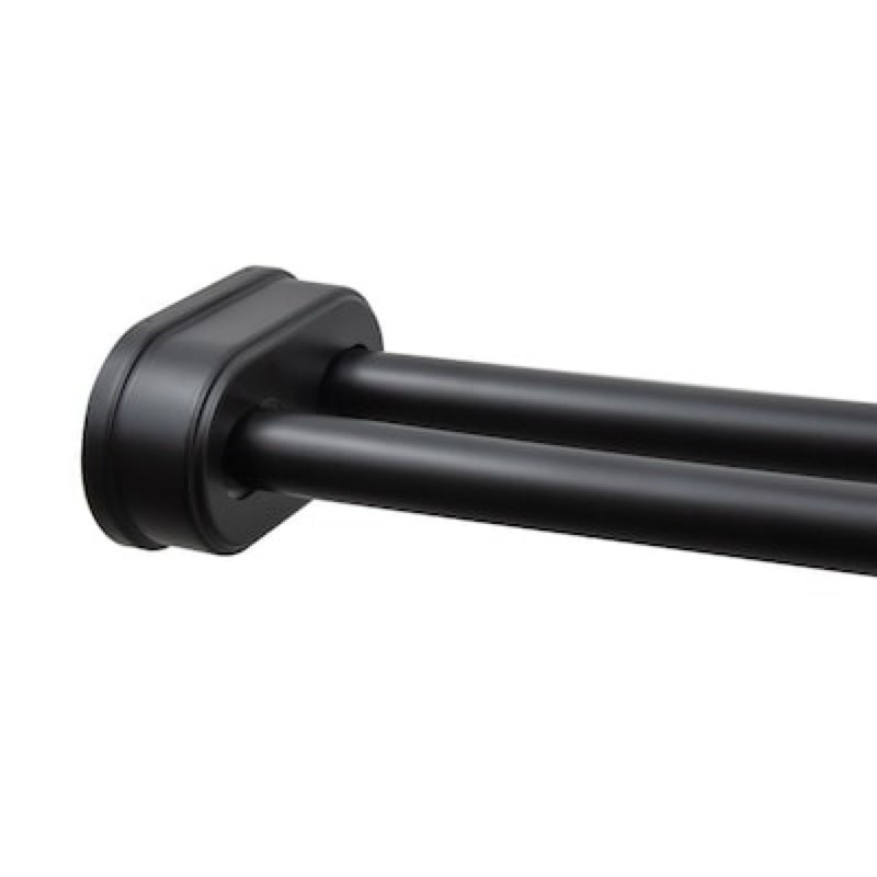 allen + roth 44-in to 72-in matte black fixed or tension double curve adjustable shower curtain rod